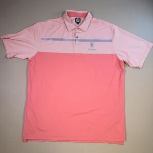 FootJoy Mens Casual Golf Polo Sz 2XL Pink/Blue Stripe EUC